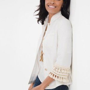 Chico's White Linen Blend Jacket